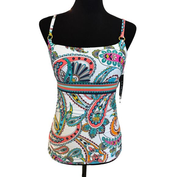 New ~ LA BLANCA ~ Pave The Way Underwire Tankini Top Size 8 - Picture 3 of 8